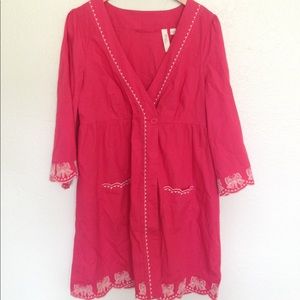 Anthropologie Hot Pink Kimono Tunic Shirt Dress